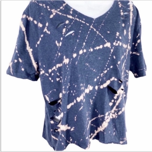 GAP crop cut out bleach tie dye T-shirt top L - Picture 3 of 9